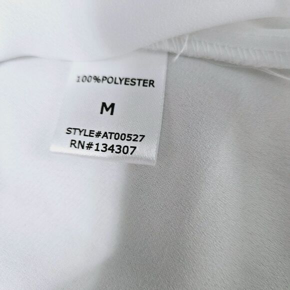 Lumiere Womens Blouse White Size Medium 100% Polyester Pullover Sleeveless Deep - Picture 6 of 12